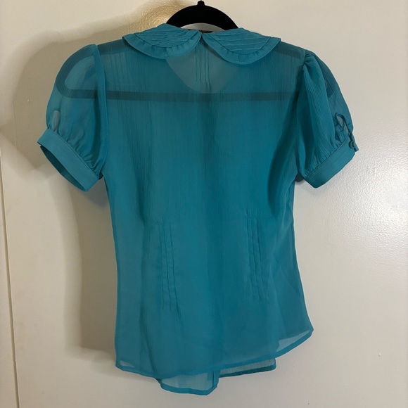 Sans Souci Vintage Inspired Turquoise Blouse - Picture 10 of 10